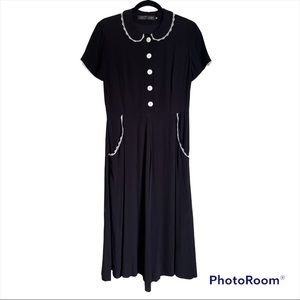 Christy Dawn Black Dress with White Accents